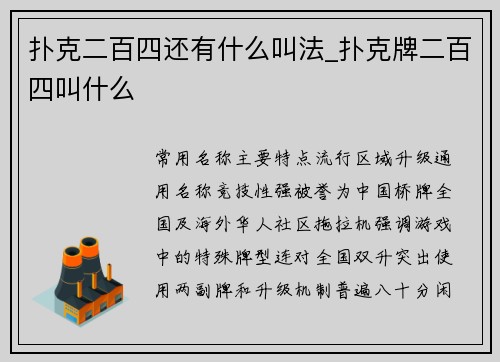 扑克二百四还有什么叫法_扑克牌二百四叫什么